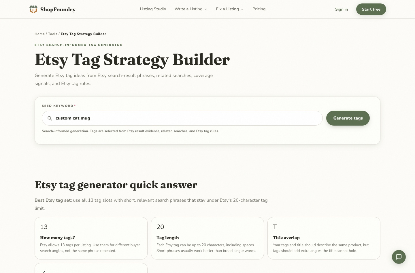 13-tag strategy builder