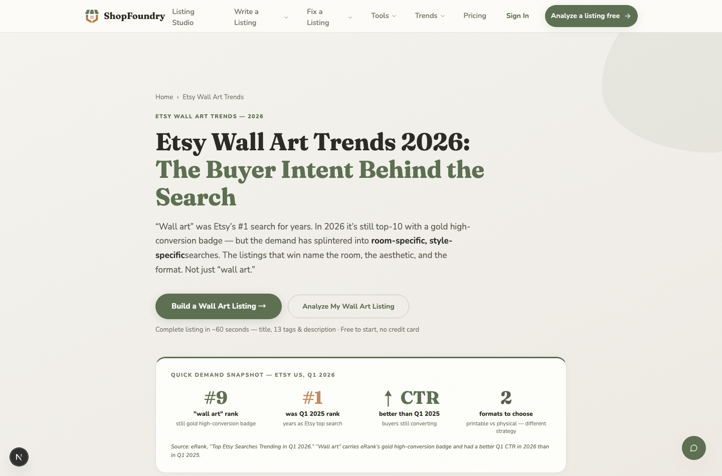 Trend discovery by niche